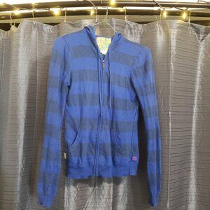 Billabong Blue Hooded Striped Sweater-Small
